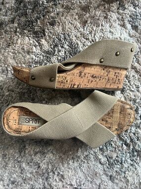 Esprit Women's Crisscross Cork Wedge Sandals in Taupe
